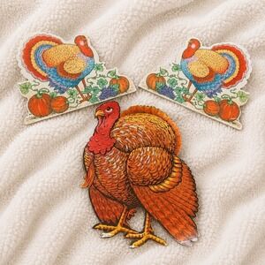 VTG Beistle Thanksgiving Turkey Cutouts‎ Lot 3 Fall Harvest Cardboard Decor